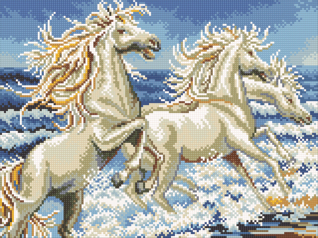 DMP-370 Набір діамантової мозаїки на підрамнику Коні біля моря