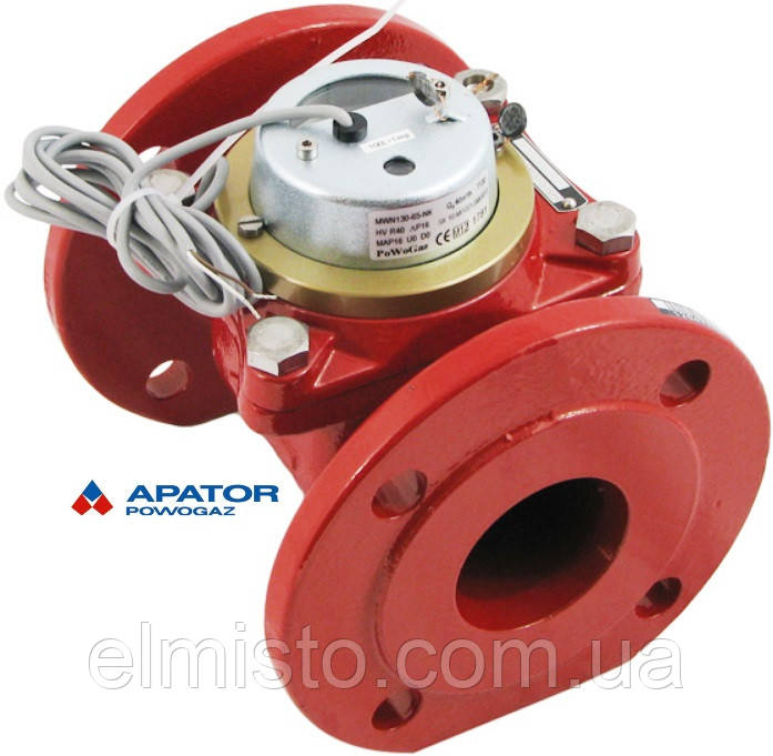 Водознімач Apator PoWoGaz MWN-130-65-NK (ГВ) з імпульсним виходом турбінний Ду-65 сухохід промисловий, фото 1