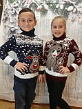 В'язаний бордовий светр з оленем для хлопчиків 6-7 років, фото 3