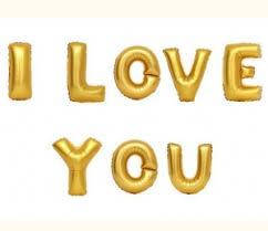 Гірлянда фольгована золота "I love you, Кохаю тебе"