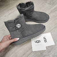 Угги ugg Australia женские серые с пуговкой сваровски 36р23см