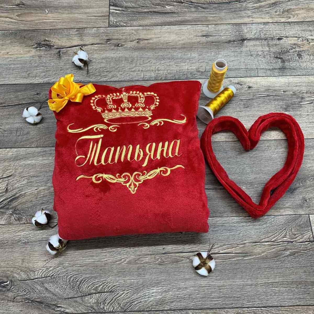 Махровий банний халат з турецької плюшевої махри з іменною вишивкою