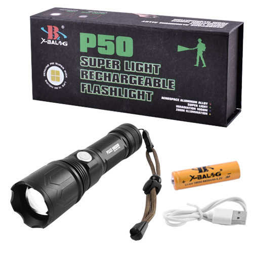 Ліхтар Police P511-P50, ЗУ microUSB, 1x18650/3xAAA, zoom, індикація заряду, ремінець
