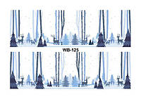 Водний Слайдер дизайн фото дизайн для нігтів з яскравою печаткою на будь-фон з білою підкладкою ліс сніжинки