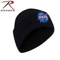 Шапка мужская акриловая c заворотом NASA Meatball Logo Embroidered Watch Cap - Black Rothco USA