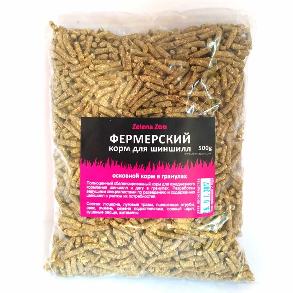 Фермерський корм для шиншил і дегу 500гр Zelena Zoo