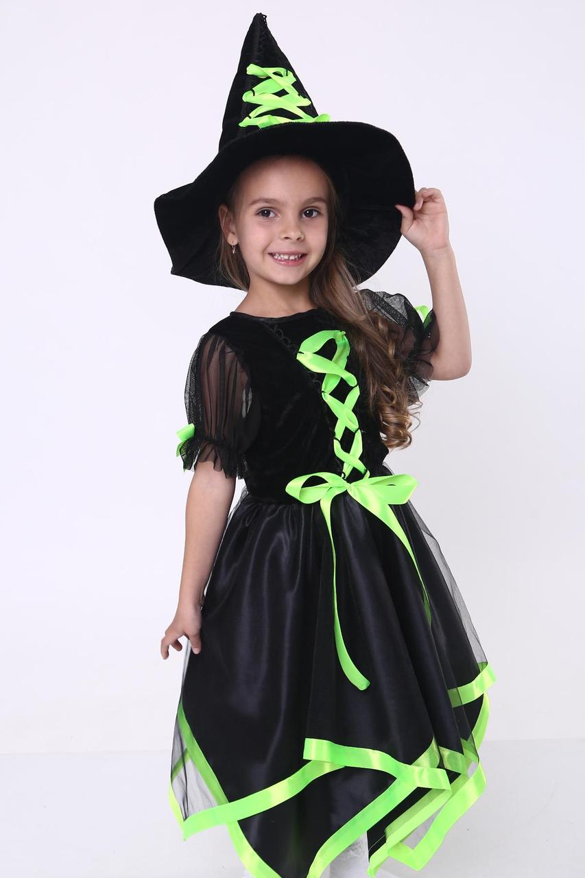 Костюм Відьомочки для дівчинки чорний карнавальний на Хелловін для дітей на 5-8 років №2, фото 1