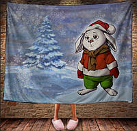 Плед с 3D принтом Волшебный зайчик и елочка. 150х200 см.