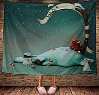 Плед с 3D принтом Зимний остров с зайчиками. Волшебство 150х200 см.