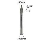 Фреза 0.3 мм 30 градусів, піраміда, 3.175 мм із вольфрамової сталі із загальною довжиною 31.5 мм для гравіювання на ЧПК, фото 2