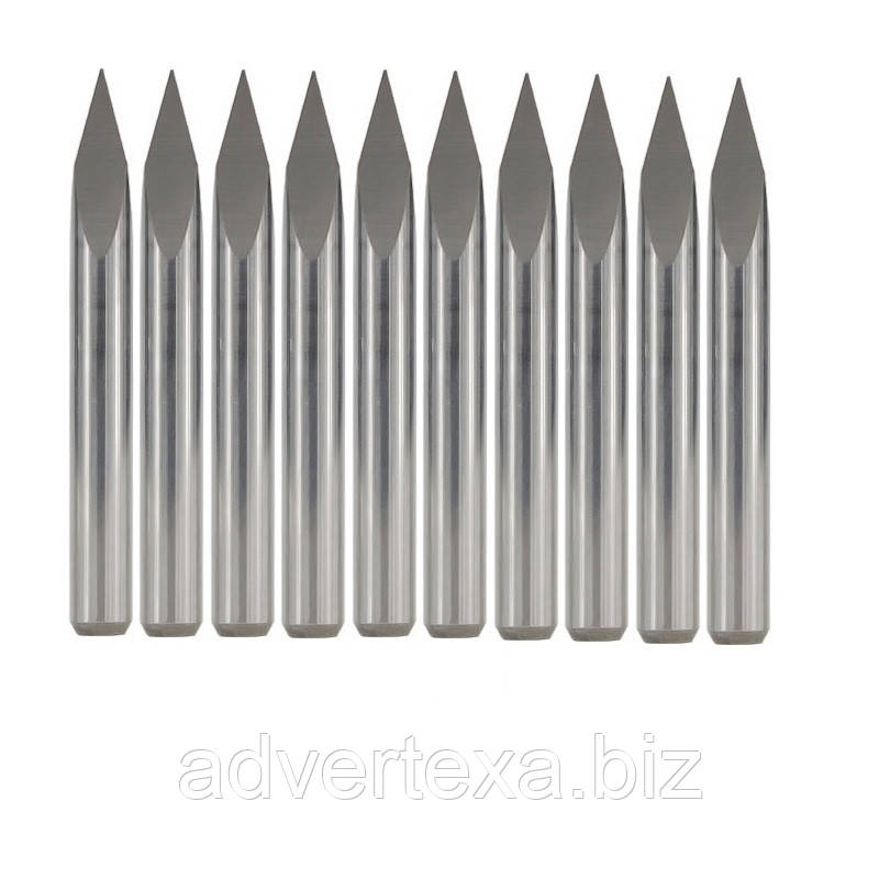 Набір фрез 0.8 мм 30 градусів, піраміда, 3.175 мм із вольфрамової сталі із загальною довжиною 31.5 мм для гравіювання, фото 1