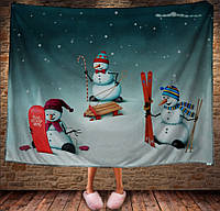 Плед с 3D принтом Развлечения веселых снеговиков. Волшебство 150х200 см.