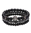 Браслет чоловічий з натуральних каменів з левом KINGSTONE чорний срібний комплект, фото 4