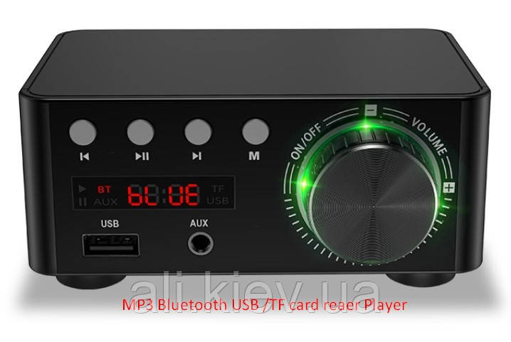 Підсилювач звуку з блютус 2х50 Вт USB TF AUX. У корпусі TPA3116D2