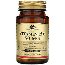 Вітамін В6, SOLGAR "Vitamin B-6" 50 мг (100 таблеток)