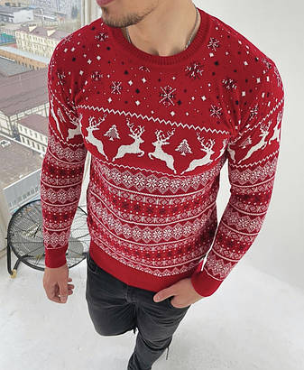 Чоловічий новорічний светр з оленями розмір Хл, фото 2