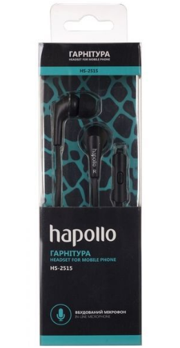 Проводные наушники гарнитура Hapollo HS-2515 Черные - фото 2 - id-p1308808864