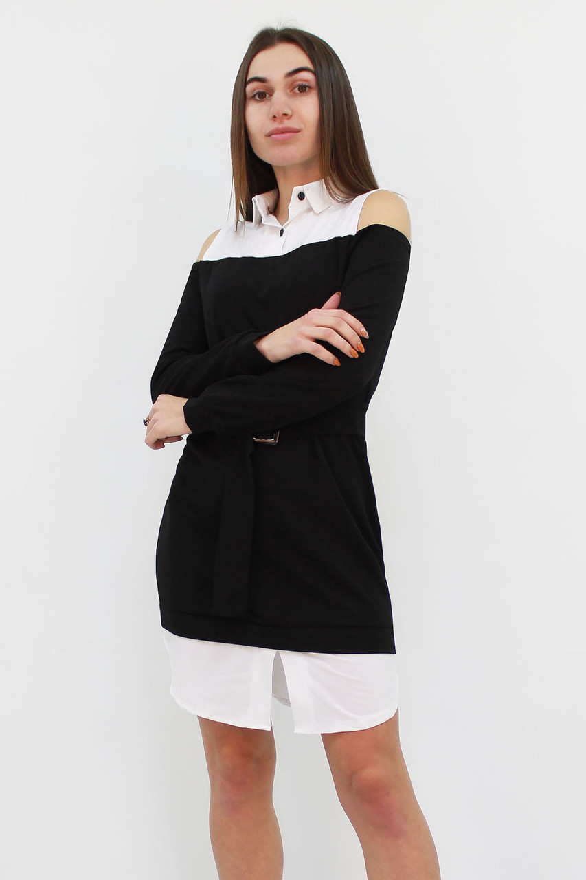 Розмір: S | Комбіноване жіноче плаття, чорний, фото 1