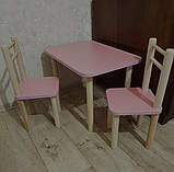 Дитячий столик і стільчик від виробника Дерево та ЛДСП стілець-стіл Столов і стільчик для дітей, фото 2