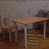 Дитячий столик і стільчик від виробника Дерево та ЛДСП стілець-стол Стіл і стільчик для дітей Жовтогарячий