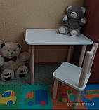 Дитячий столик і стільчик від виробника Дерево та ЛДСП стілець-стіл столик Стіл і стільчик для дітей Білий, фото 2