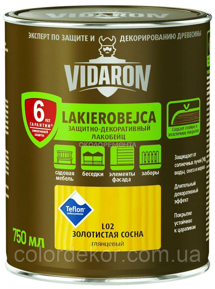 Просочення для дерева з біозахистом VIDARON LAKIEROBEJCA L02 золотиста сосна 0,750 л