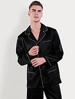 Піжама чоловіча шовкова атласна чорна ( розмір 48-54 S-XXXL), фото 4