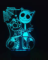3d-светильник Коты м/ф Труп невесты, 3д-ночник, несколько подсветок (батарейка+220В))
