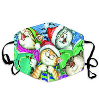 Многоразовая турмалиновая защитная маска для лица «Рождество Веселые Кошки»