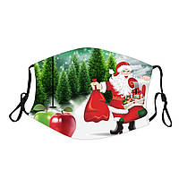 Защитная турмалиновая маска многоразовая с рисунком «Санта Клаус с подарками»