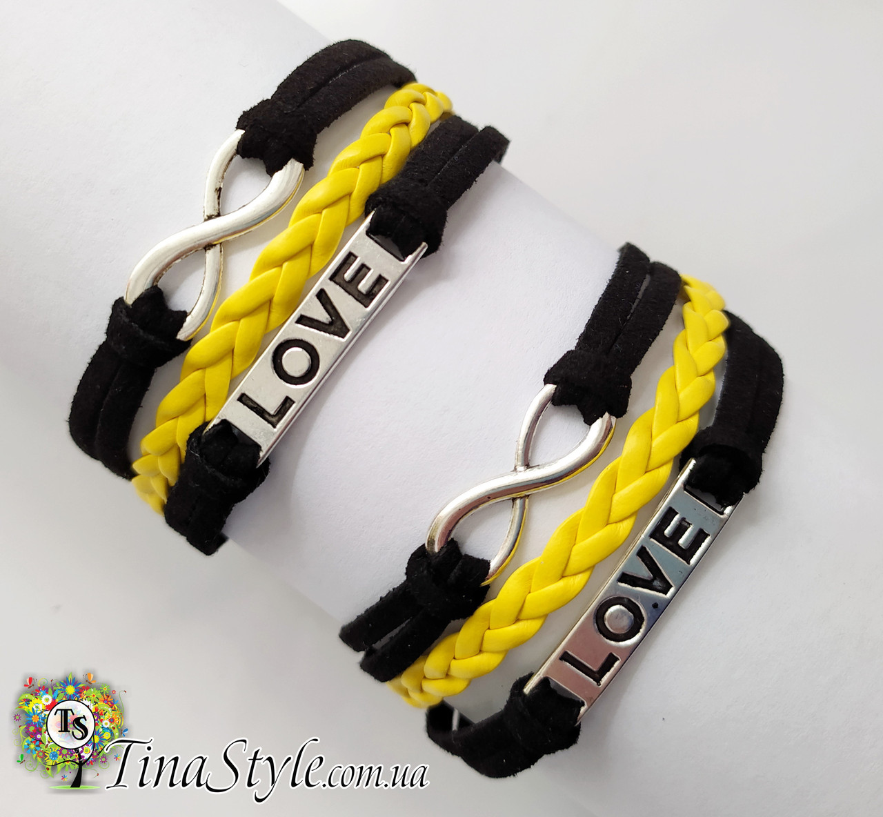 Браслет для закоханих нескінченність LOVE для двох пари різні кольори шнура INFINITY Любов парні браслети