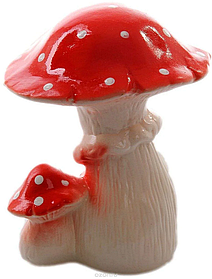 Садова фігура гриб мухомор керамічний подвійний