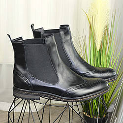 Черевики челсі шкіряні чоловічі чорного кольору