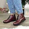 Черевики жіночі шкіряні на шнурівці, колір бордо, фото 4