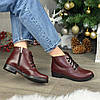 Черевики жіночі шкіряні на шнурівці, колір бордо, фото 5