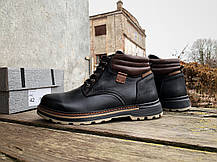 Чоловічі зимові шкіряні черевики Zangak Black/Brown чорні з коричневим, фото 6