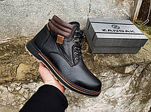 Чоловічі зимові шкіряні черевики Zangak Black/Brown чорні з коричневим, фото 5