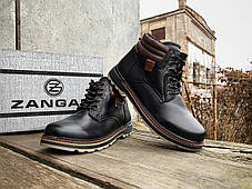 Чоловічі зимові шкіряні черевики Zangak Black/Brown чорні з коричневим, фото 4