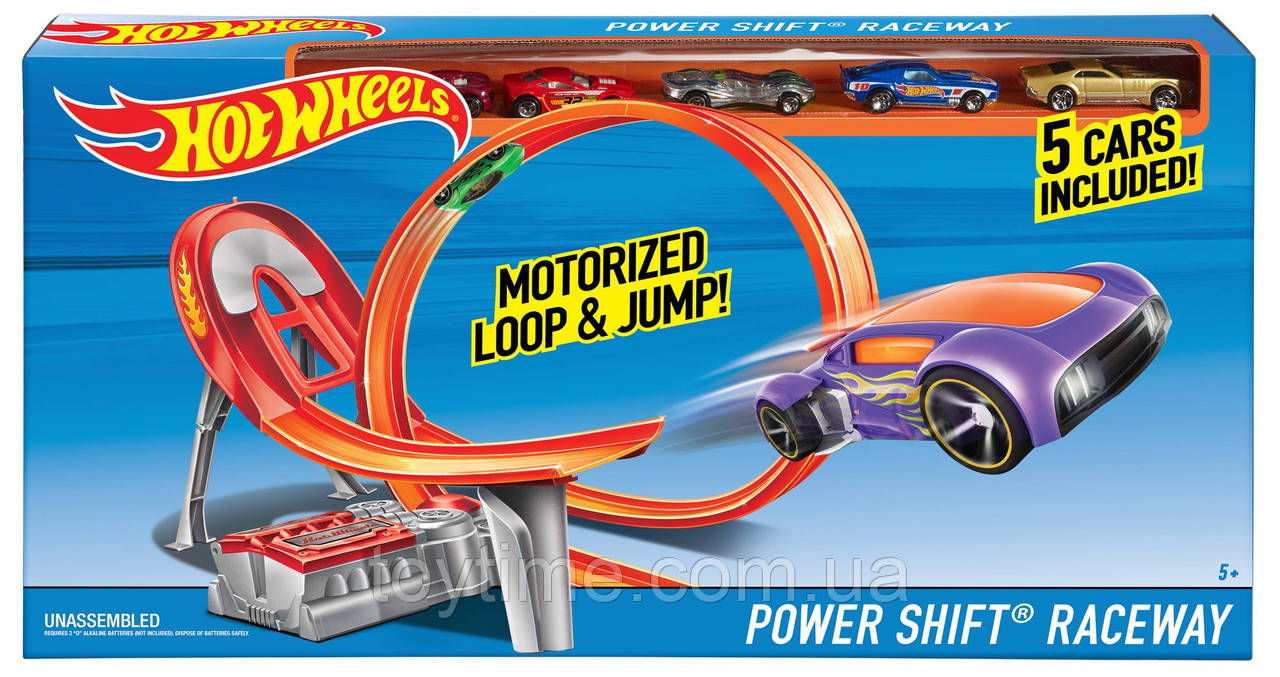 Перегоновий трек Хот Вілс Божевільний форсаж і 5 машин / Hot Wheels Power Shift Raceway Track & 5-Race Vehicles Set