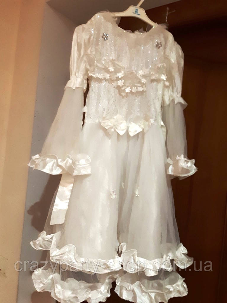 Біле ошатне карнавальне плаття Сніжинка Принцеса 110-116 см б/у, фото 1