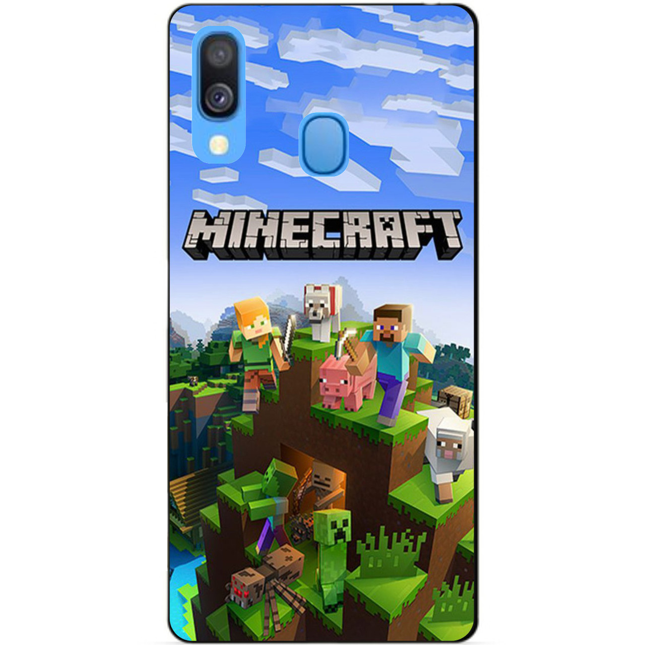 Силіконовий бампер чохол для Samsung A20 Galaxy A205F з малюнком Minecraft