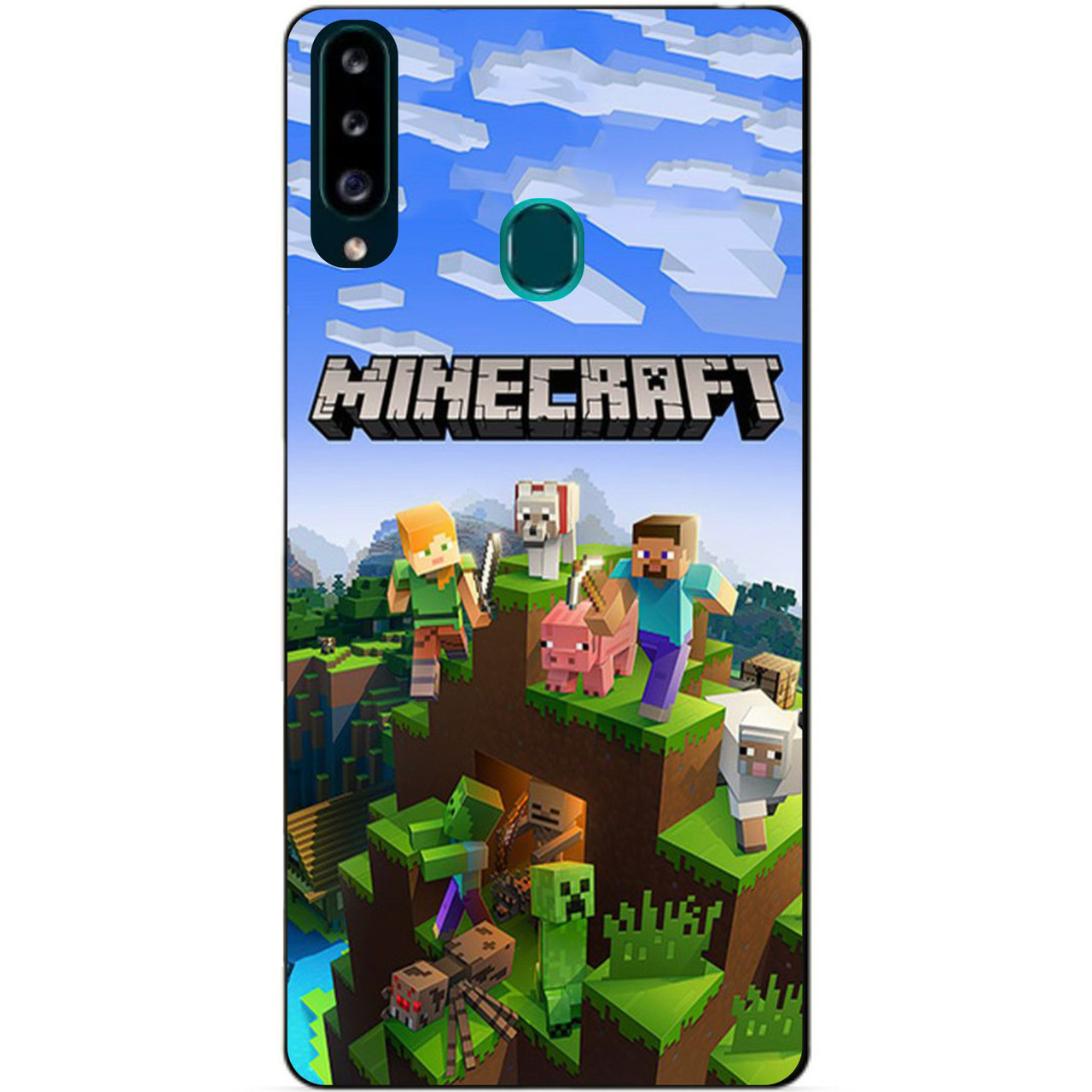 Силіконовий бампер чохол для Samsung A20s 2019 Galaxy A207f з малюнком Minecraft