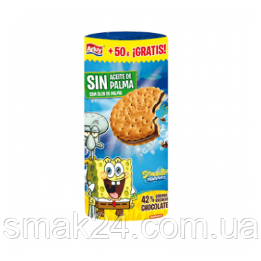 Печиво сендвіч БЕЗ ПАЛЬМОВОГО МАСЛА Mega SpongeBob Arluy Іспанія 350 г Іспанія