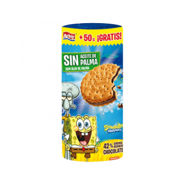 Печиво сендвіч БЕЗ ПАЛЬМОВОГО МАСЛА Mega SpongeBob Arluy Іспанія 350 г Іспанія