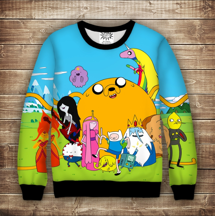 Світшот с принтом Adventure time / Час пригод Щастя Дорослі і Дитячі розміри