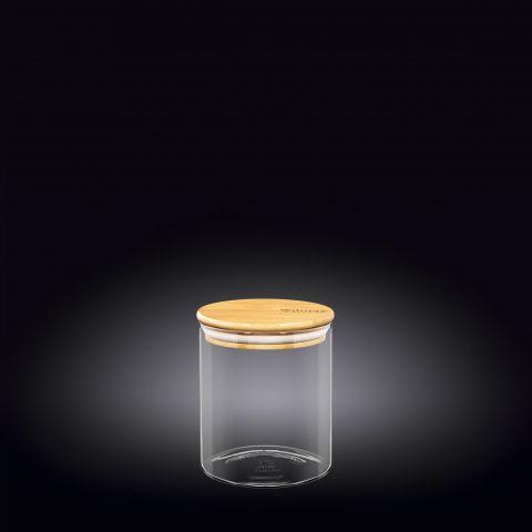 Ємність для зберігання з бамбуковою кришкою WILMAX Thermo Glass 10х12,5 см - 760 мл Колір прозорий 888503 / А, фото 1