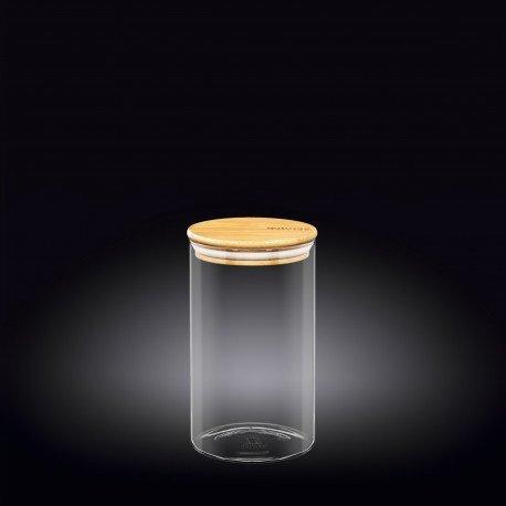 Ємність для зберігання з бамбуковою кришкою WILMAX Thermo Glass 10х17,5 см -1100 мл Колір прозорий 888505 / А, фото 1