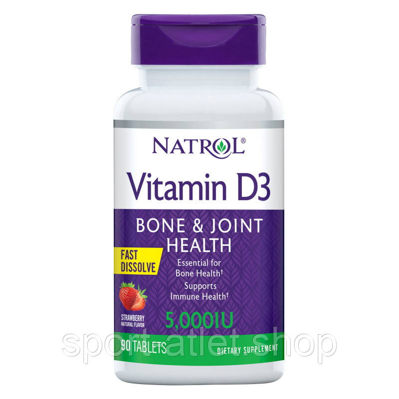 Вітаміни та мінерали Natrol Vitamin D3 5000 IU Fast Dissolve, 90 таблеток