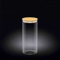 Ємність для зберігання з бамбуковою кришкою WILMAX Thermo Glass 10х23 см -1500 мл Колір прозорий 888507/А