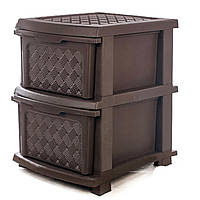 Комод пластиковий 2 яруси коричневий R-Plastic "Компакт Плюс" 2 ящики 46*40*34 см,